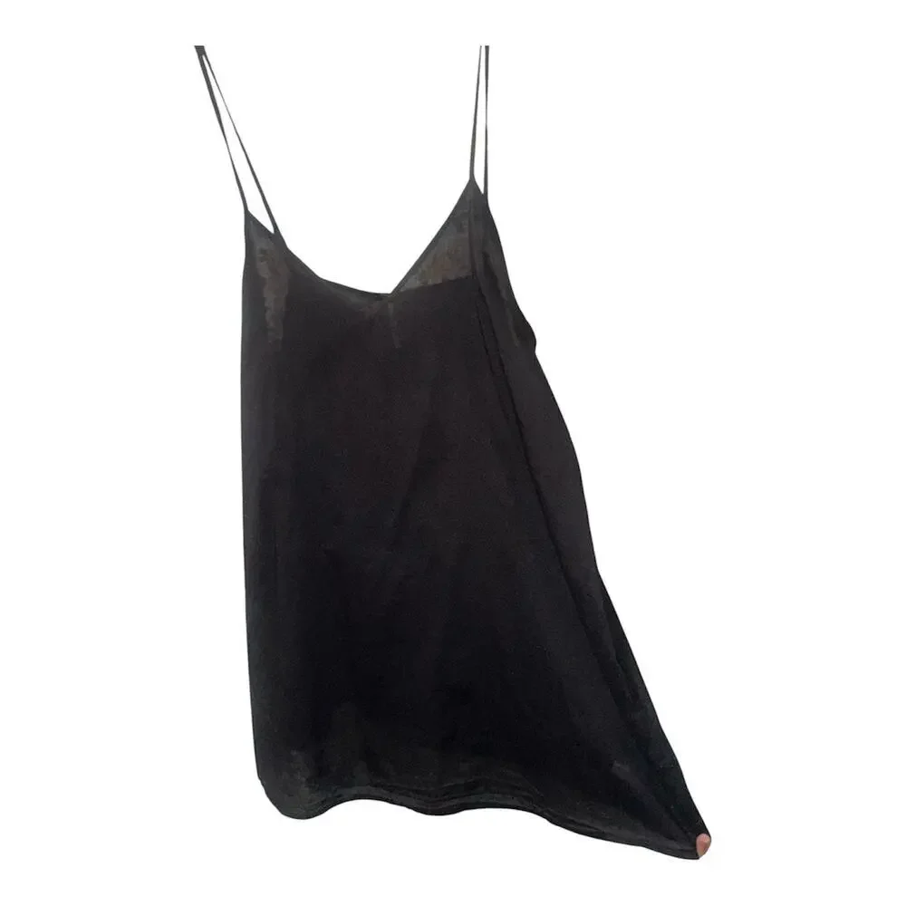 Free People Women’s Large Black Sheer Cotton Flowy Cami Tank Adjustable Straps